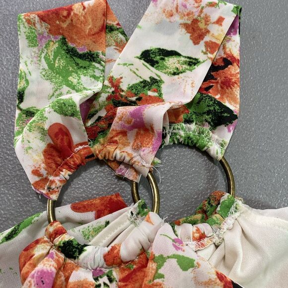 ENTRO Dress Floral Halter Cold Shoulder Ruffle Mini Flowy Boho L Anthropologie - Picture 8 of 10